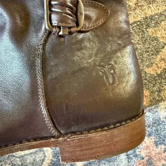 Frye Paige Buckle Riding brown leather boots sz 8.5 - Picture 9 of 12
